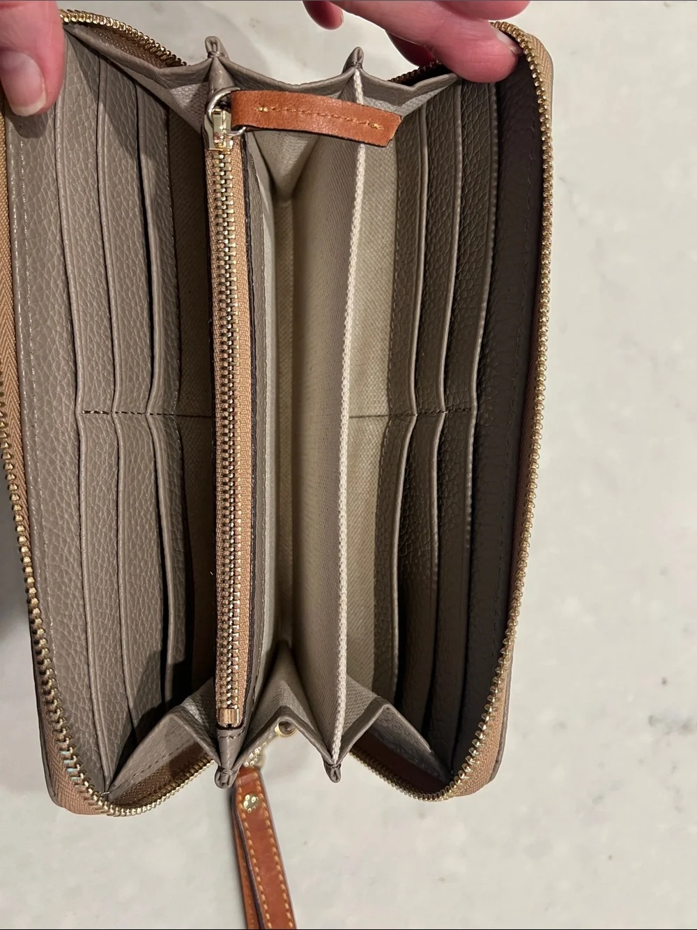 Dooney & Bourke Large Pebble Grain Wristlet Taupe